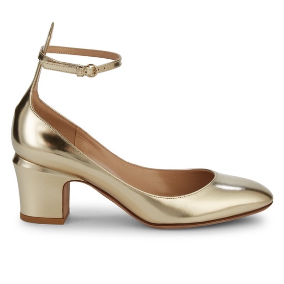 Valentino Shoes - Valentino Tango Metallic Leather Ankle-Strap Pumps